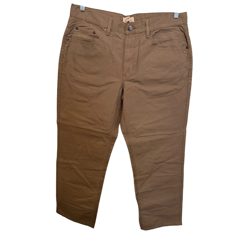 Blue‎ Mountain Mens Regular Fit 5 Pocket Canvas Pants 36x32 Casual Brown New